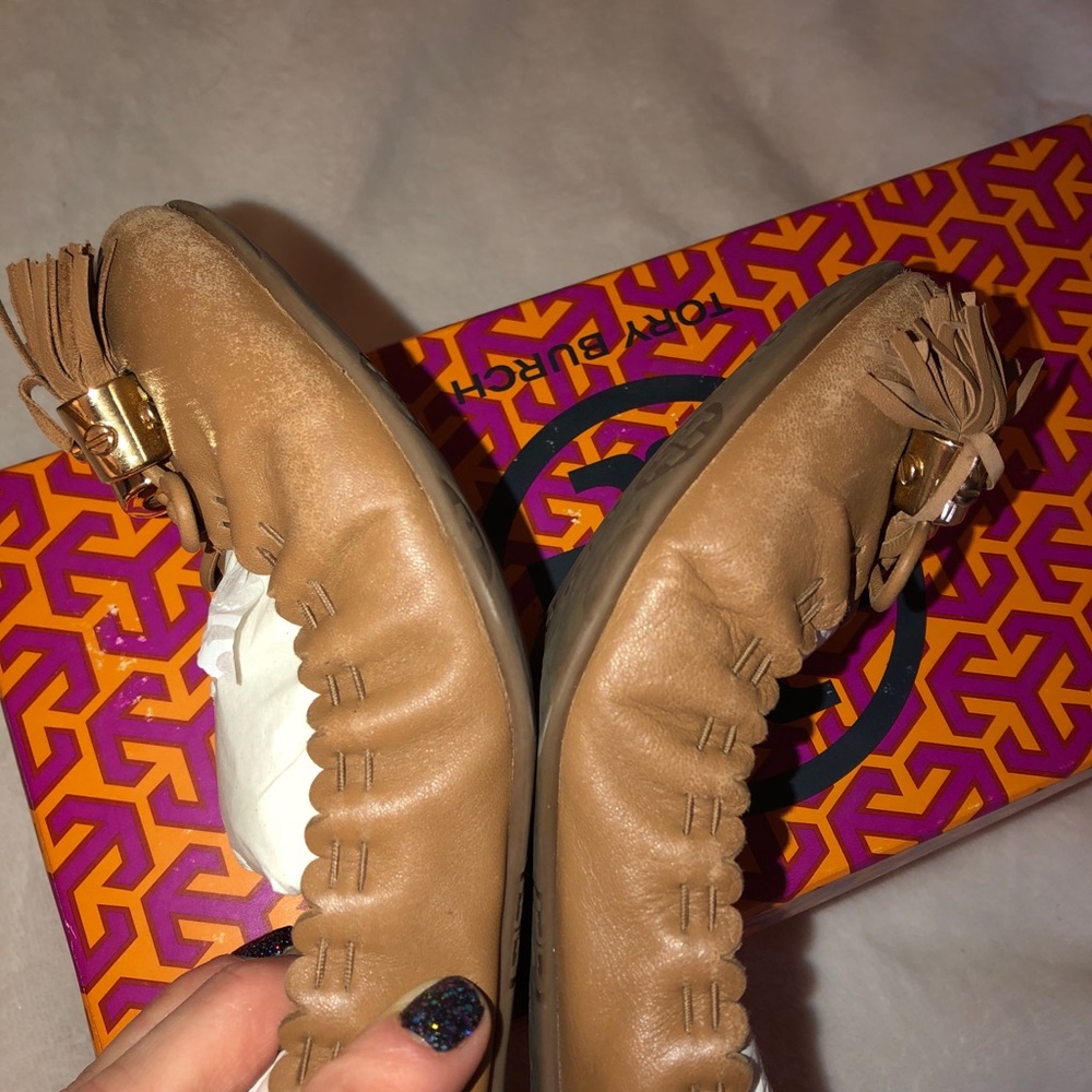 Tory Burch Reese Flats in Royal Tan - Picture 2 of 10